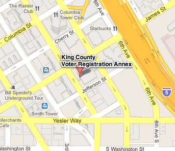 Map to King County Elections Voter Registration Annex in Seattle